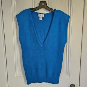 Vintage 80s Rafique Women's Small Sweater Vest Angora & Lambswool Aqua Blue